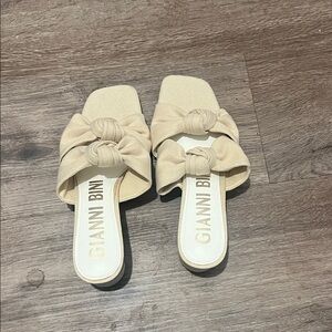 Gianni Bini Tan Knotted Slide Sandals